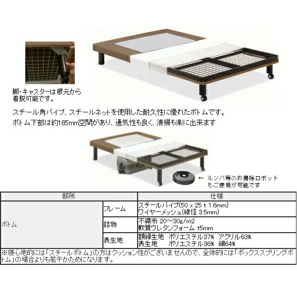 楽天市場】ホテルベッド ポケット標準マットレス+スチールボトム S