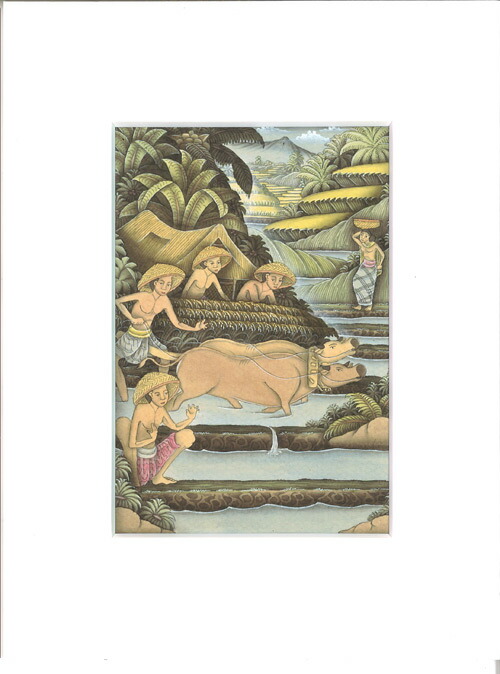 楽天市場】バリ細密画 バリの棚田 農耕風景 : ふじた屋 あいランドガーデン