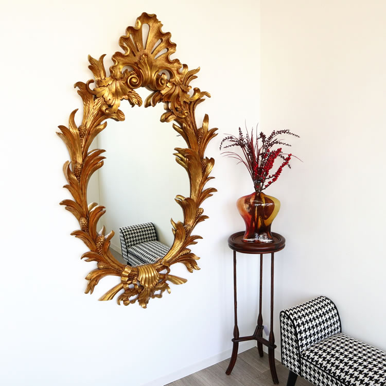 楽天市場】鏡 壁掛け おしゃれ ウォールミラー ゴールド ミラー