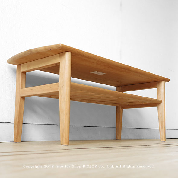 楽天市場】幅102cm アルダー材 アルダー無垢材 木製 収納棚付きロー