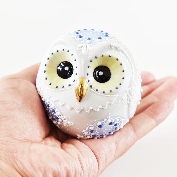 楽天市場】九谷焼 5色から選べる 手乗りふくろう（不苦労） 白盛