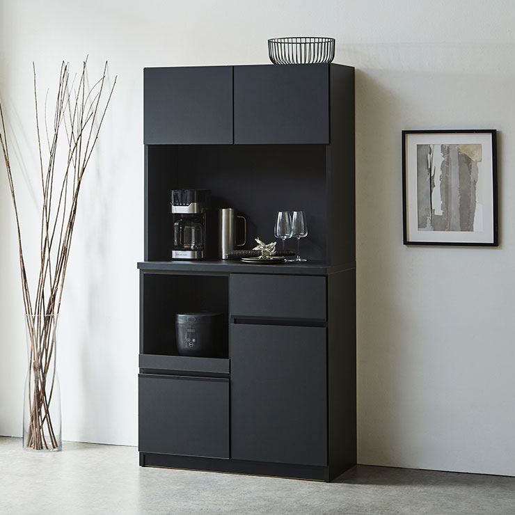 楽天市場】食器棚 大川家具 レンジ台 キッチンボード 完成品 幅88.8cm