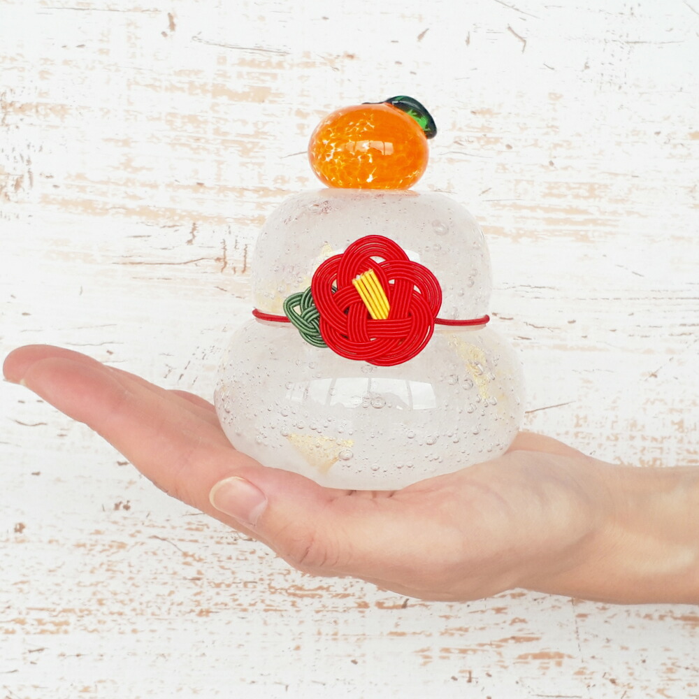 楽天市場】工房 CRAFTHOUSE ガラス製 鏡餅 泡金（大） 無垢 敷板・椿