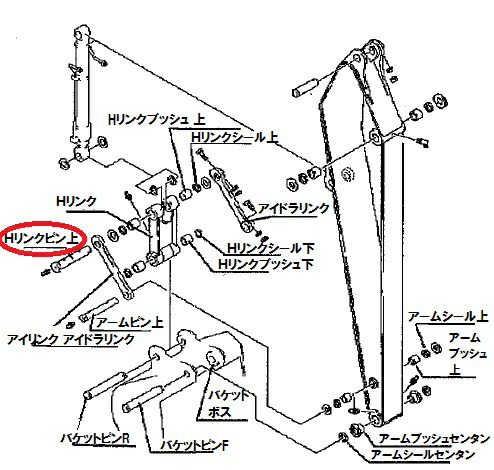 楽天市場】ピン Hリンク上 日立 ZX30U-5A 40φ 228mm ストレート【H