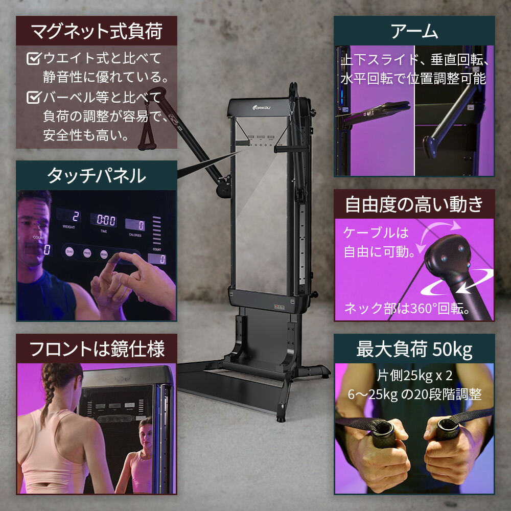 楽天市場】ケーブルマシン 準業務用 ケーブルトレーナー 前面ミラー