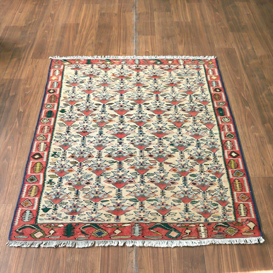 ナチュラルオールドキリム オールドキリム コンヤ/ランナー 225x90cm オレンジ＆ナチュラル