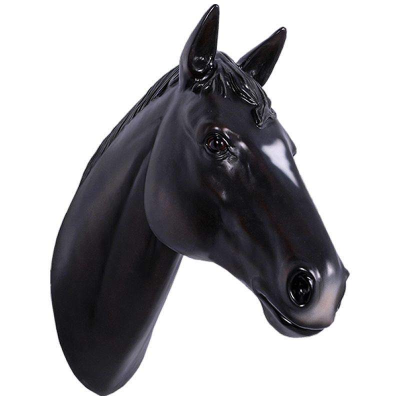 楽天市場】実物大 動物 オブジェ 馬の頭部・ブラック インテリア