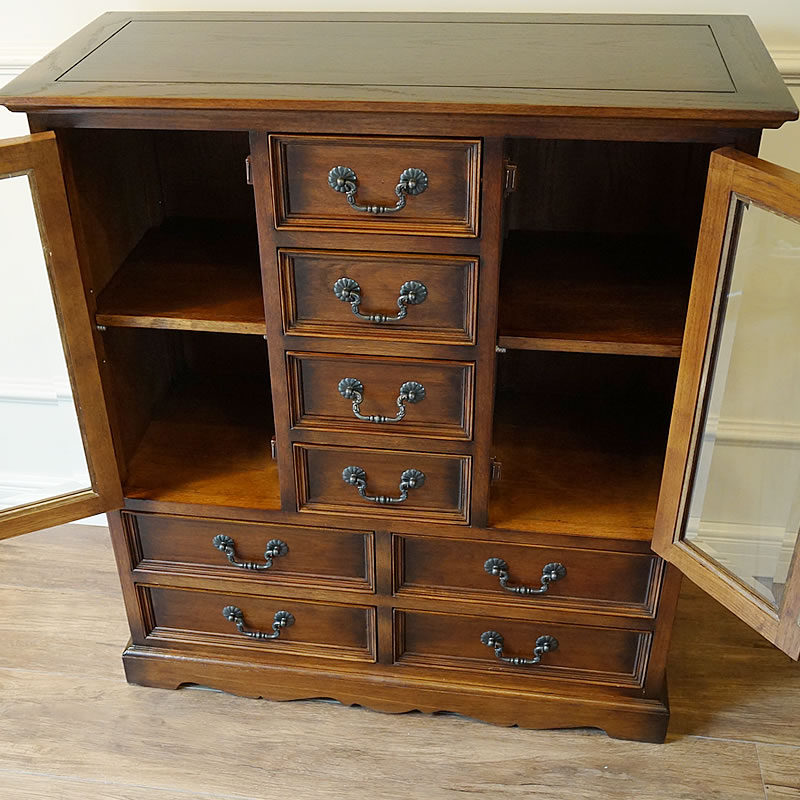 楽天市場】アンティーク家具 リプロダクト ガラス戸 8引出し 整理