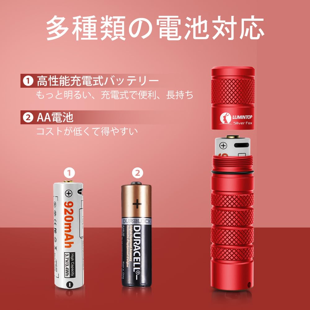 楽天市場】LUMINTO小型led懐中電灯、760ルーメン IPX8防水（銀狐