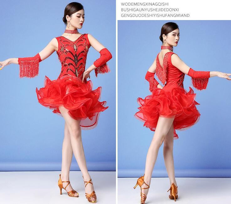 楽天市場】ダンスドレス ミニ丈 スパンコール ラテンダンス衣装 社交