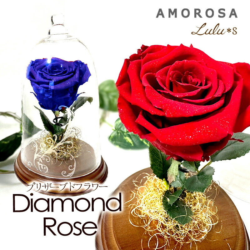 楽天市場】プリザーブドフラワー ダイヤモンドローズ ガラスドーム