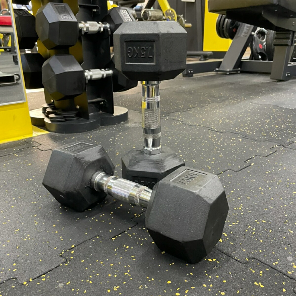 楽天市場】ラバー ヘックス ダンベル 7.5kg × 2個 セット バーベル