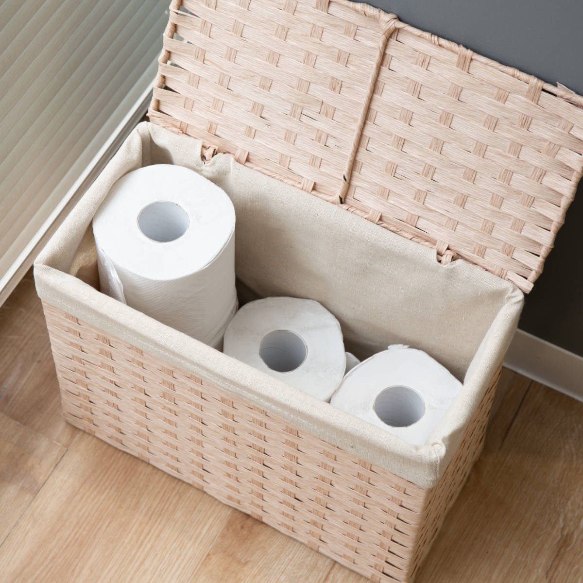 楽天市場】収納 バスケット ペーパーバスケット ふた付き 58-91 約 幅