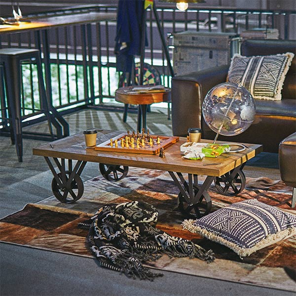楽天市場】ローテーブル トロリーテーブル 車輪付 天然木 組木風 幅
