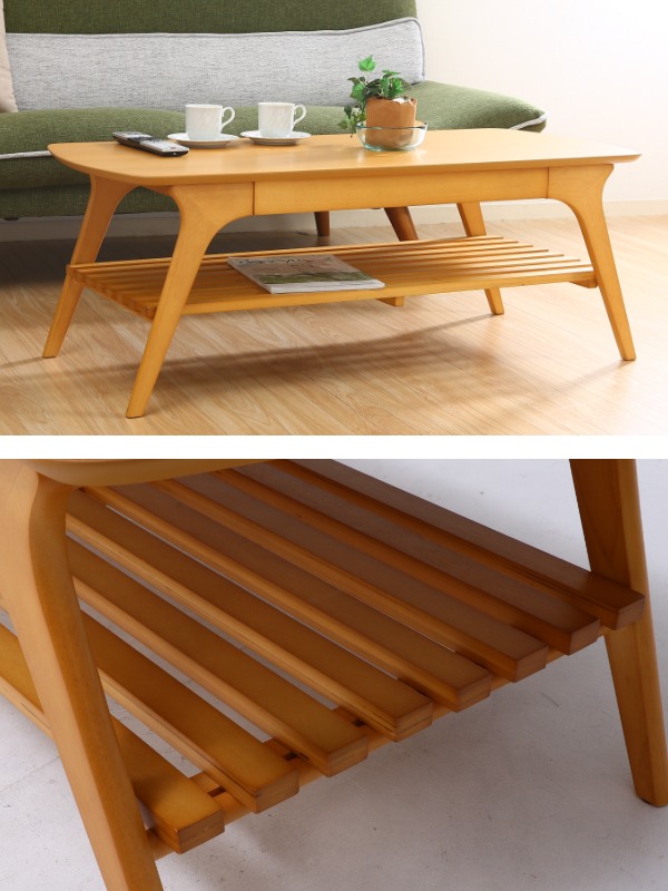 楽天市場】センターテーブル 幅110cm 木製 収納ラック付 ローテーブル