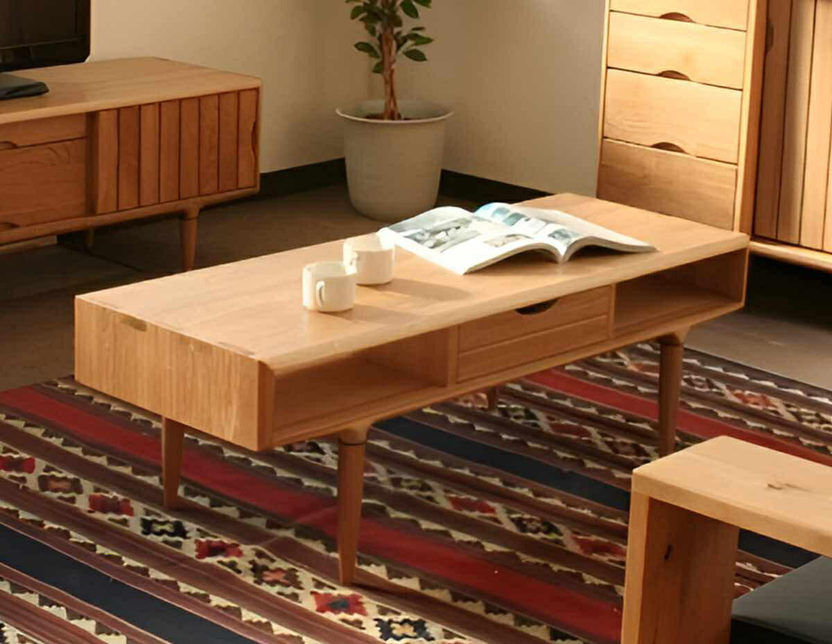 楽天市場】センターテーブル 引き出し付 オーク無垢材 KISSUI 幅120cm