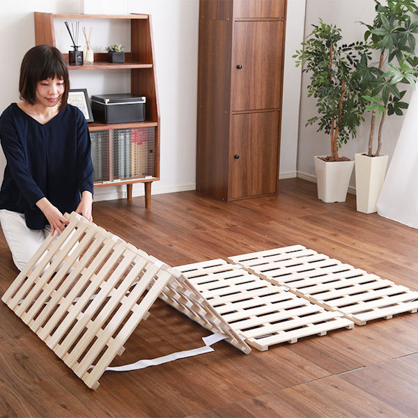 楽天市場】すのこベッド ダブル 4つ折り式 桐 桐すのこ ダブルサイズ