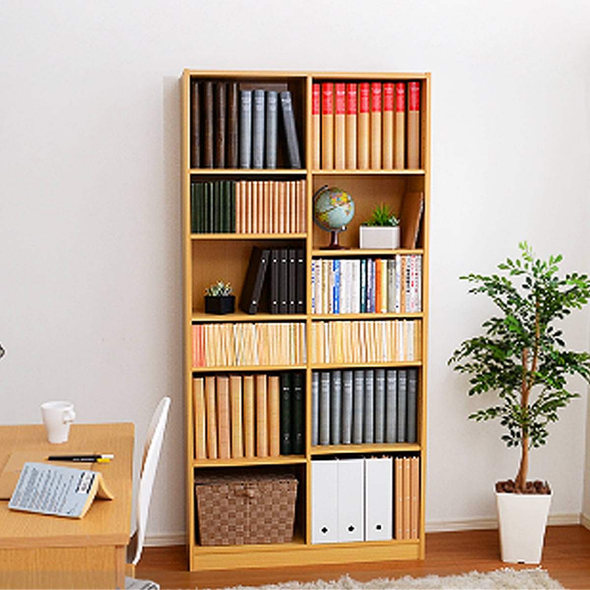 楽天市場】本棚 幅88cm ハイタイプ ブックシェルフ 多目的収納 （ 壁面