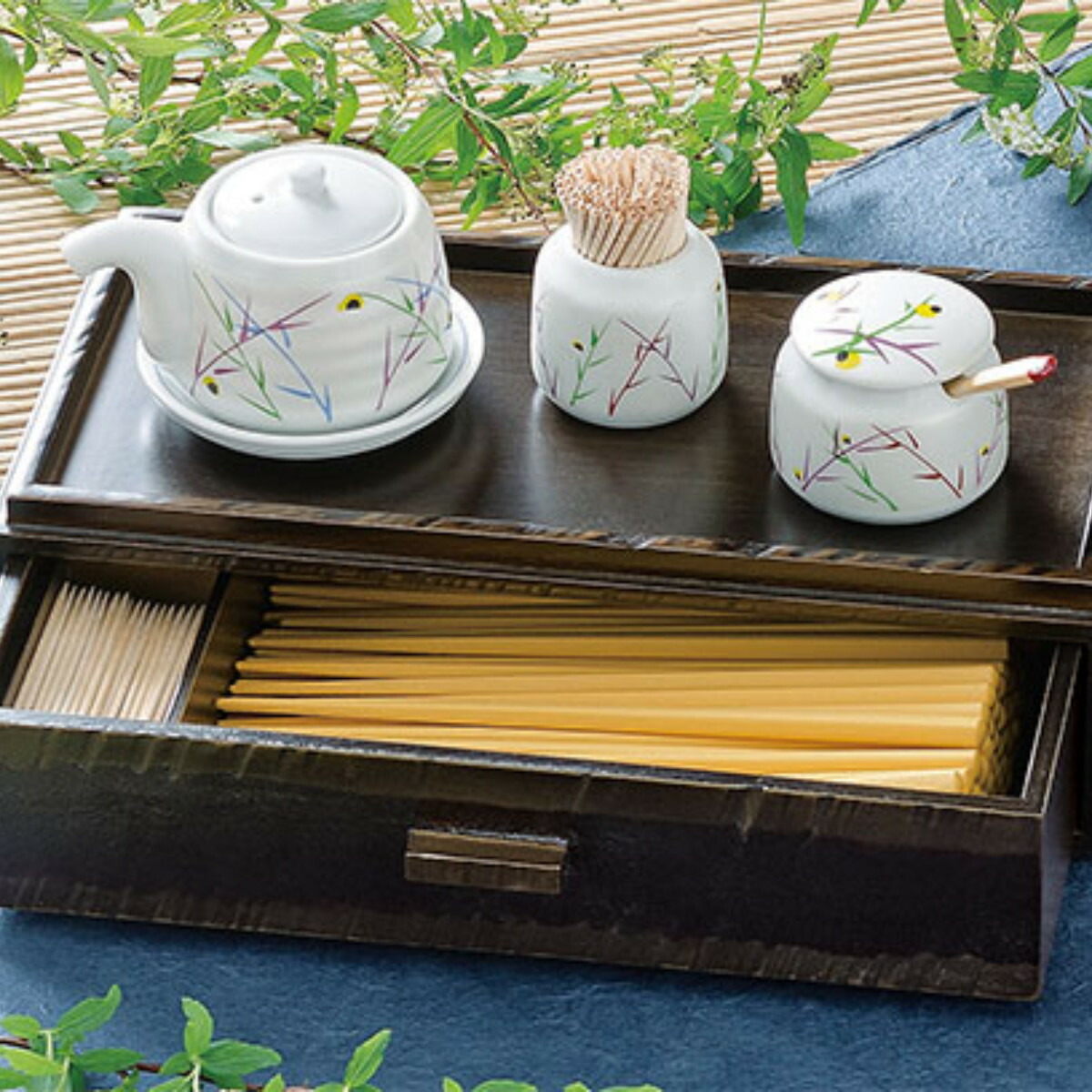 楽天市場】箸箱 木製 荒彫 カスター 引き出しタイプ よもぎ塗 楊枝入れ