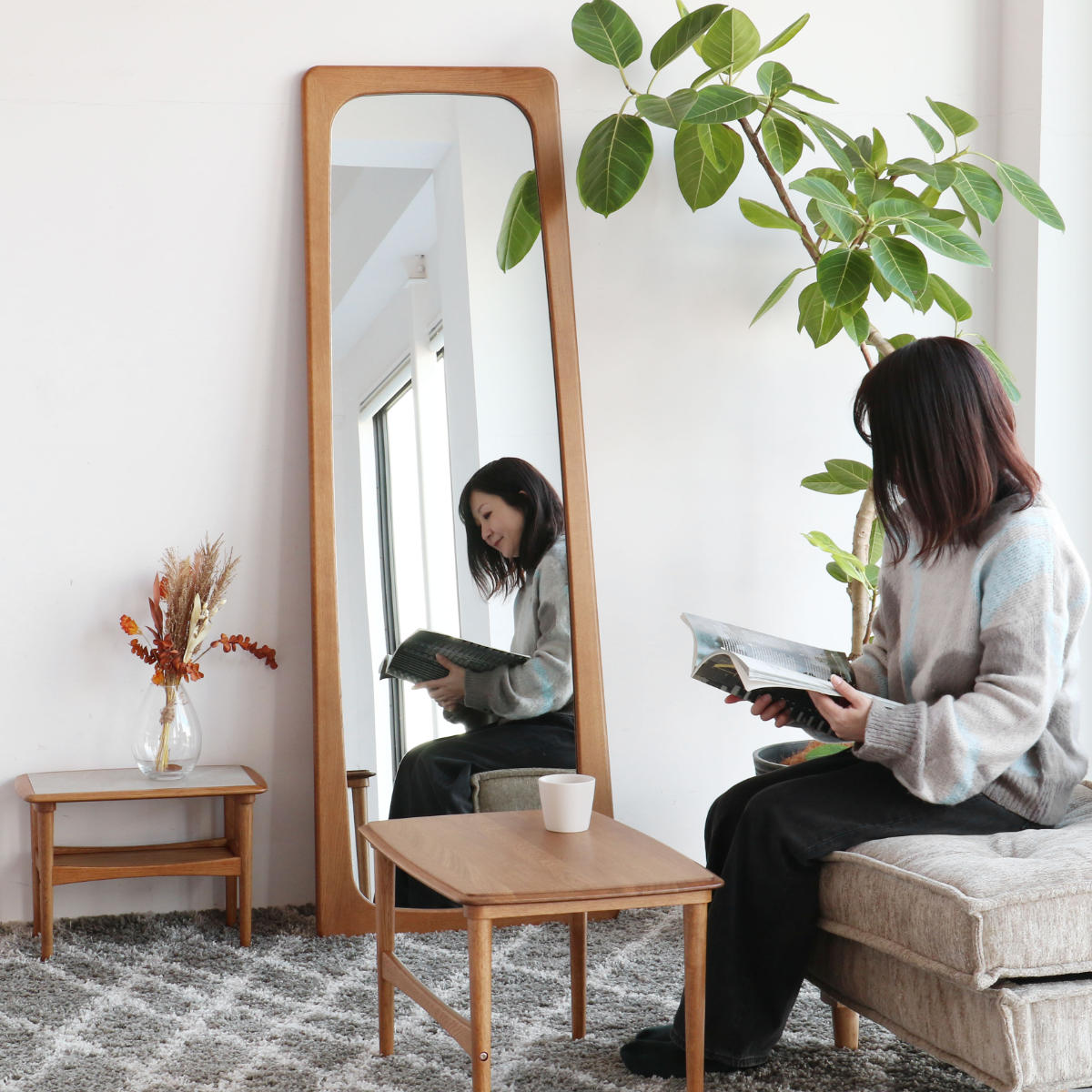 楽天市場】ミラー 全身 姿見鏡 幅62×高さ172cm 木製フレーム 立てかけ