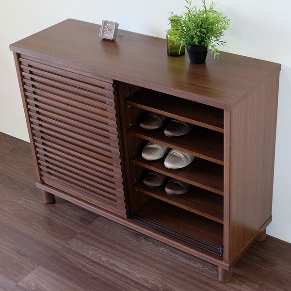 楽天市場】下駄箱 幅116.5cm ルーバー ROSY 完成品 （ 送料無料 靴箱
