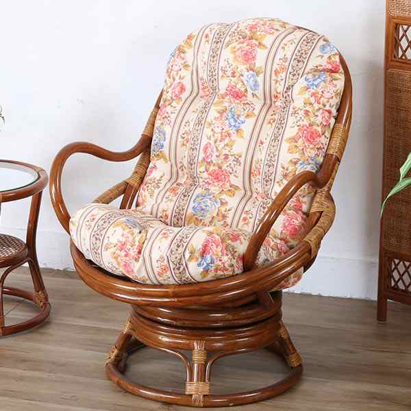 楽天市場】籐 回転座椅子 チェア クッション付 ラタン製 籐家具 座面高