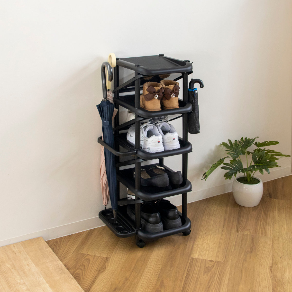 楽天市場】シューズラック 大容量 9段 斜め収納 エタージ キャスター付
