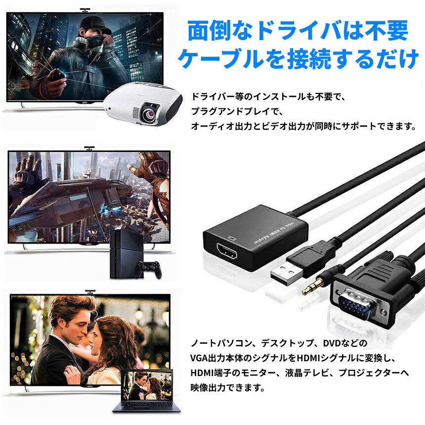 楽天市場】【スーパーSALE！全品ポイント5倍】 VGA to HDMI 変換