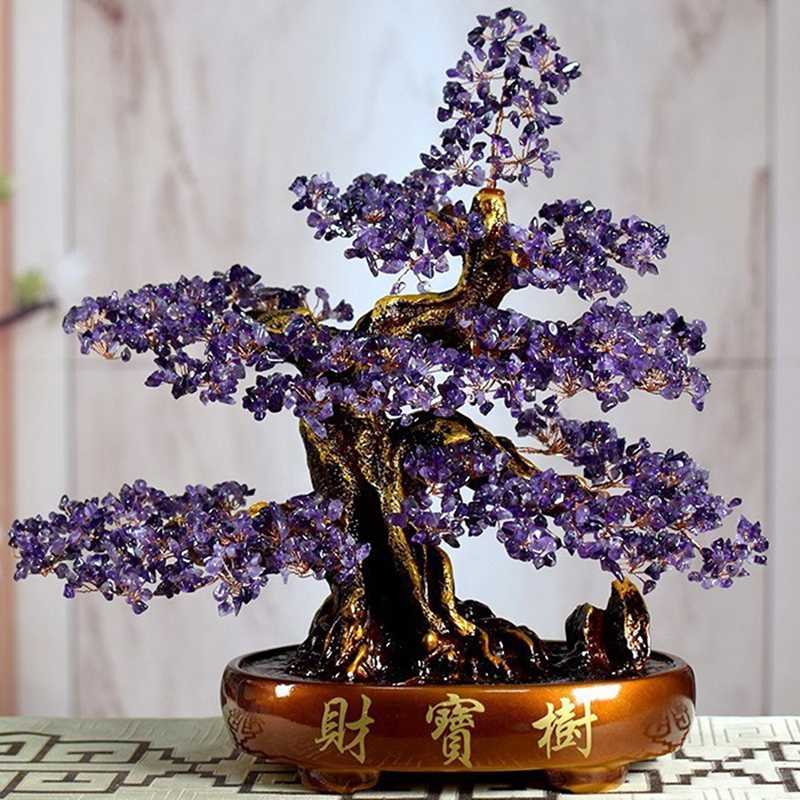 楽天市場】玄関置物 金のなる木 招財樹 クリスタル 紫水晶 アメシスト