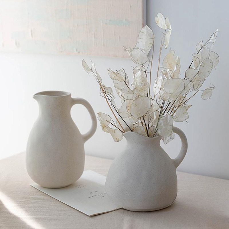 楽天市場】花瓶 白磁器 手提げ ザラザラ フランス風 ヴィンテージ 無地