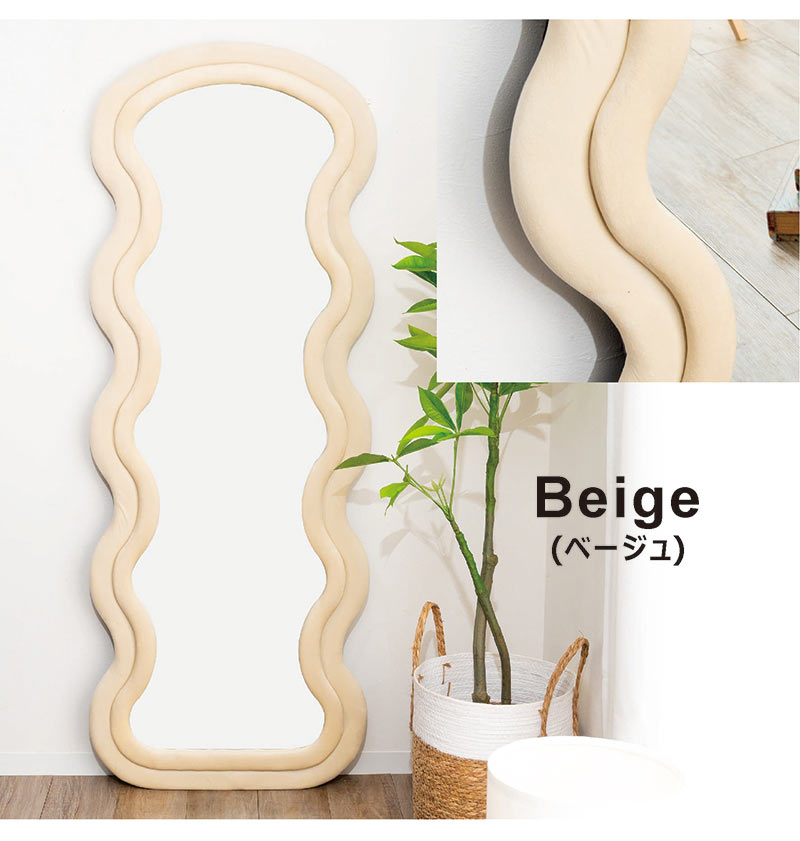 楽天市場】韓国 インテリア 鏡 壁掛け 壁付け ウェーブ ミラー 幅75cm
