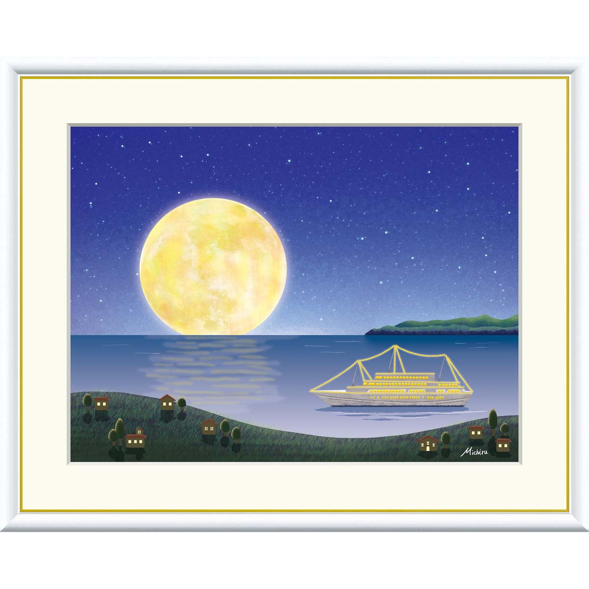 楽天市場】絵画 現代アート 満月のクルーズ 田口みちる 額入り