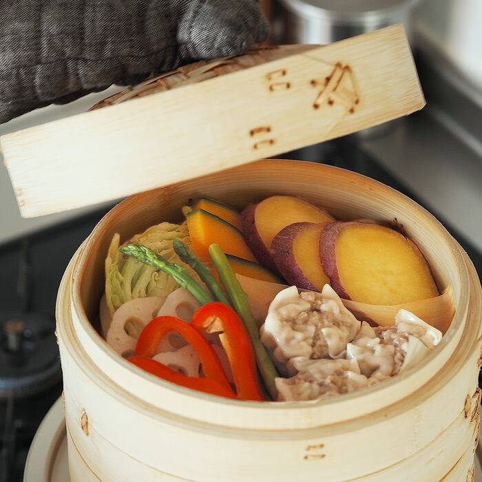 楽天市場】かごや 竹 中華せいろ 21cm 2段 アルミ蒸板付セット