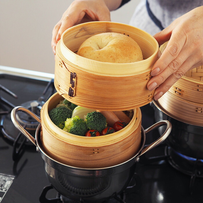 楽天市場】かごや 杉 中華せいろ 15cm 2段 ステンレス鍋付セット