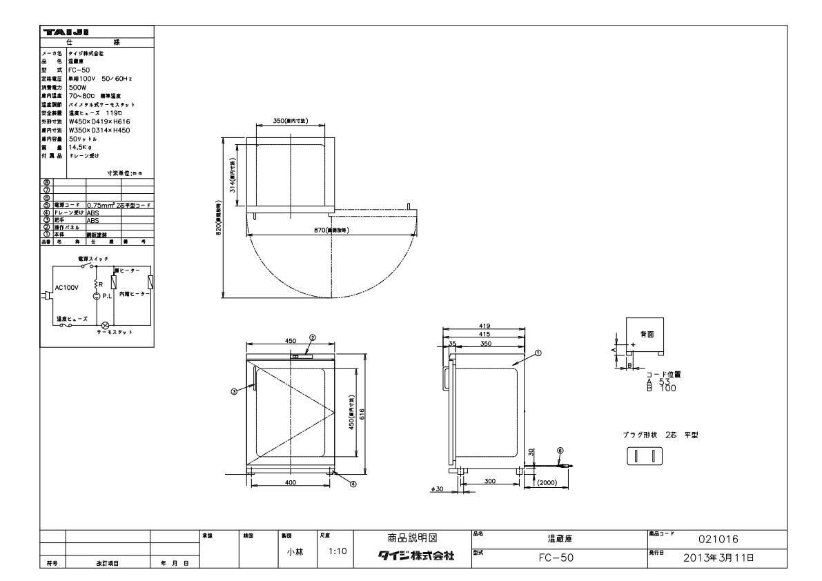 楽天市場】TAIJI タイジ フードキャビ FC-50N 棚皿無し フード