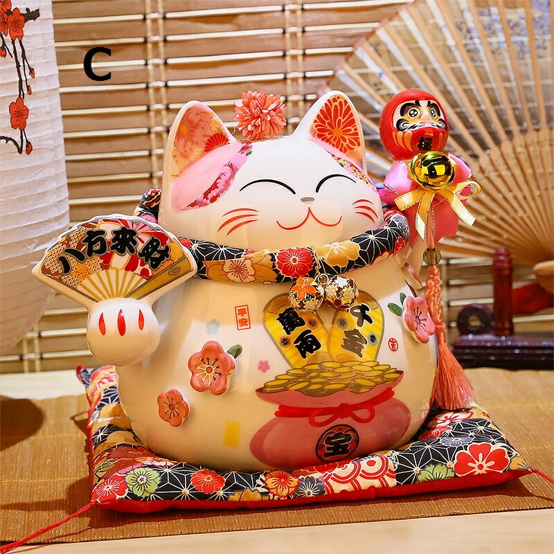 楽天市場】まねき猫 笑い猫 置物 縁結び 金運アップ 開運招福 開店祝い