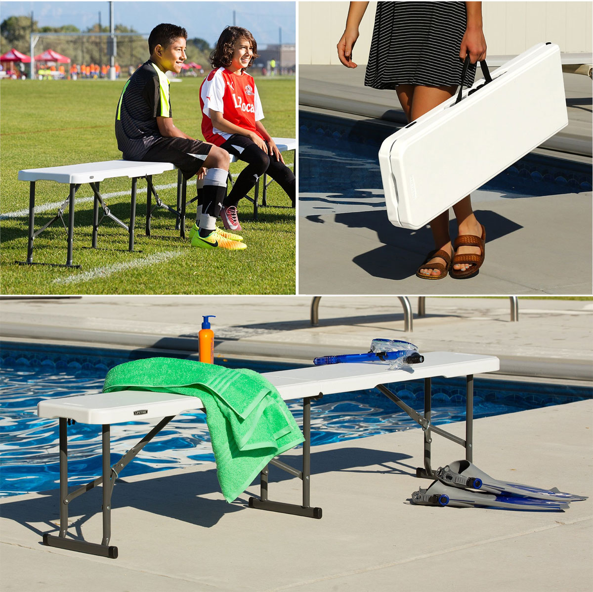 楽天市場】【送料無料】LIFETIME 折りたたみ式ベンチ 183×29cm 耐荷重