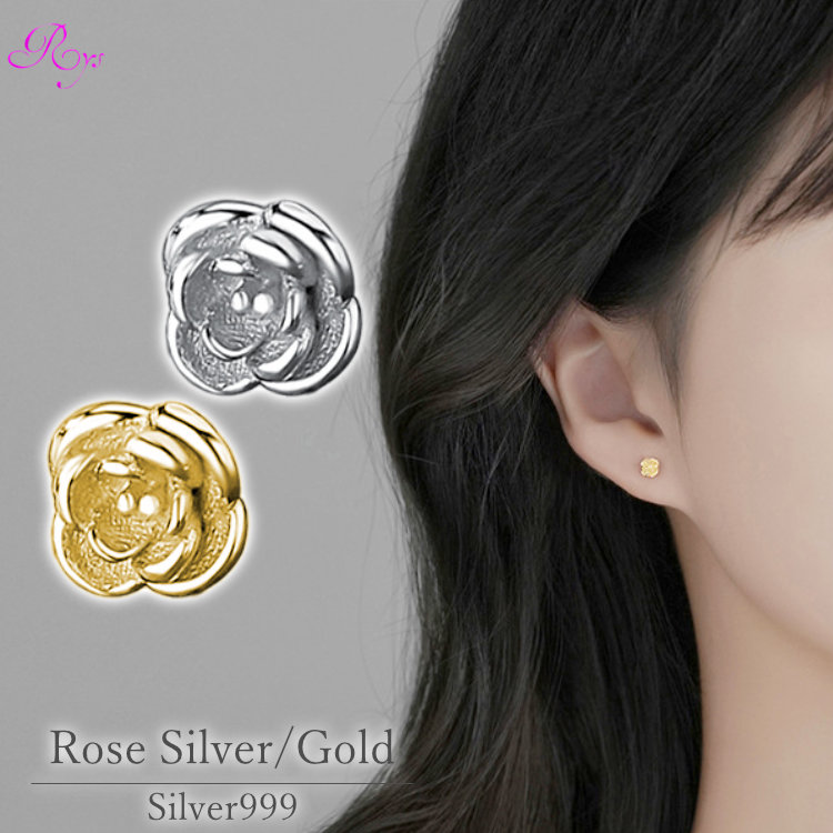 楽天市場】金銀薔薇の花ピアス 20G 薔薇 バラ シルバー ゴールド