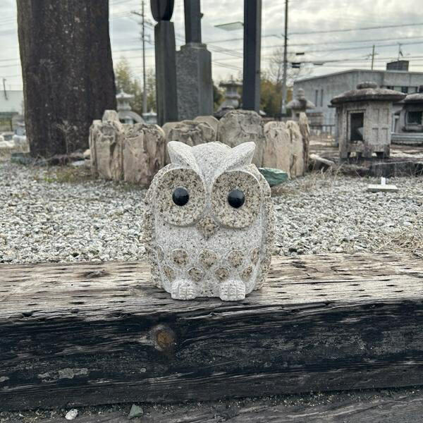 楽天市場】もこもこふくろう 小 H21cm 御影石 フクロウ 梟 鳥 とり