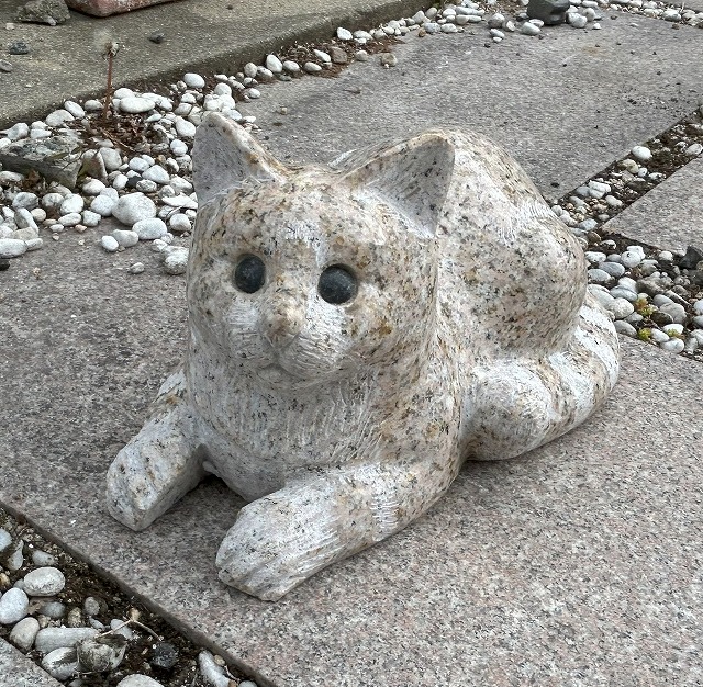 楽天市場】猫の置物 さび御影石 高さ15cmみかげ石 さび猫 虎猫 ねこ