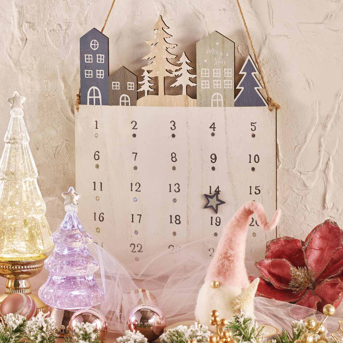 楽天市場】木製アドベントカレンダー ホワイト 高さ43cm 1個送料無料