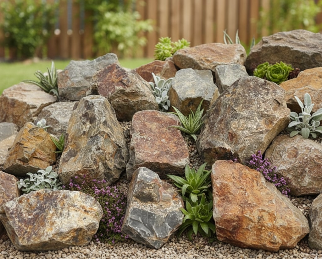 楽天市場】庭石 ロックガーデン 石 モカロック 200kg 大量 錆 割栗石