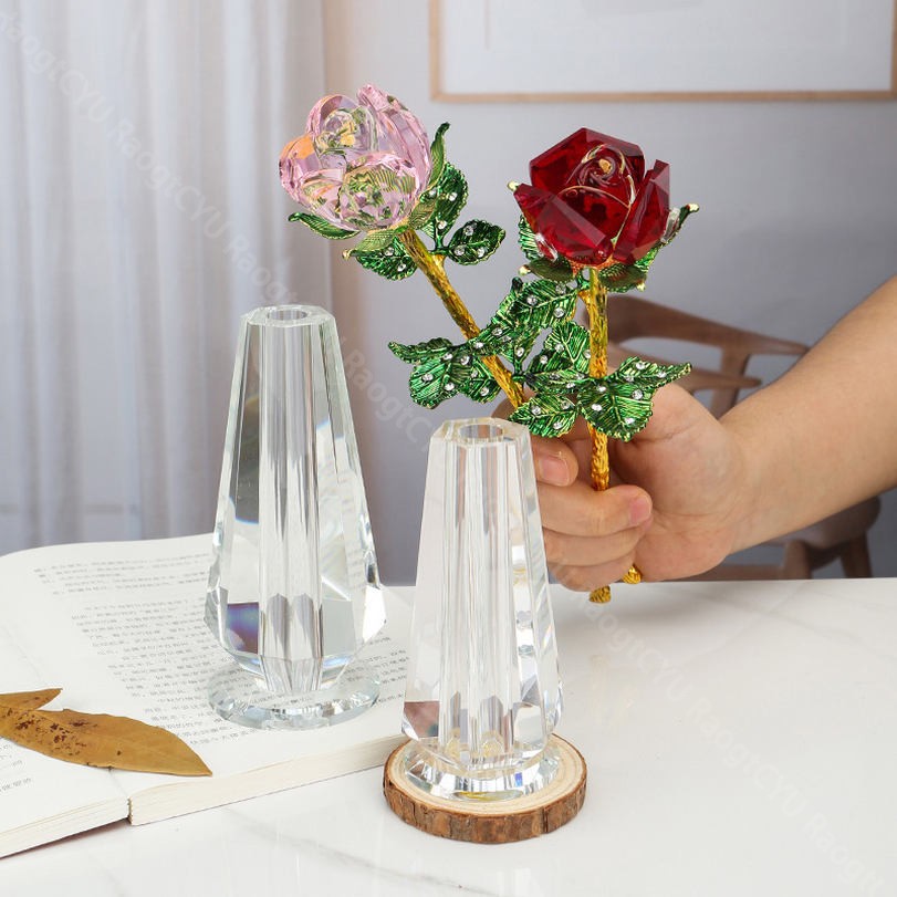 楽天市場】500円OFFクーポン クリスタルガラス バラ 置物 ロータス