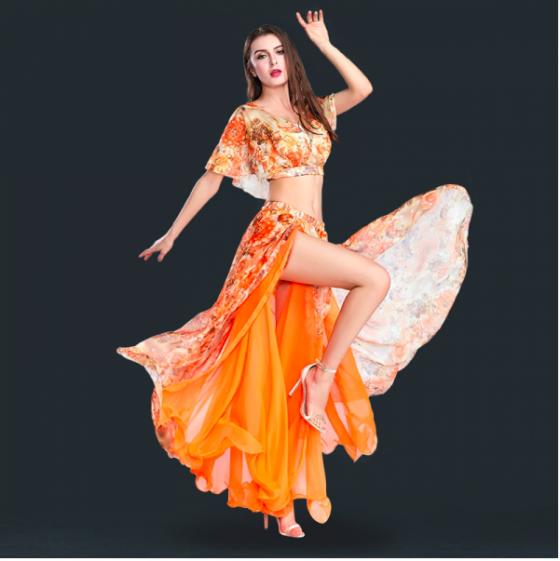 エジプト製 ベリーダンス用 ショール オレンジ シルバー装飾 エジプト