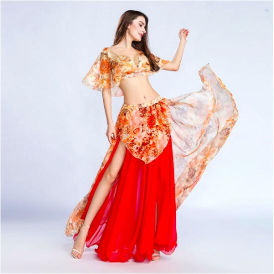 楽天市場】格安ベリーダンスセット衣装 シフォンプリント花柄チョリ