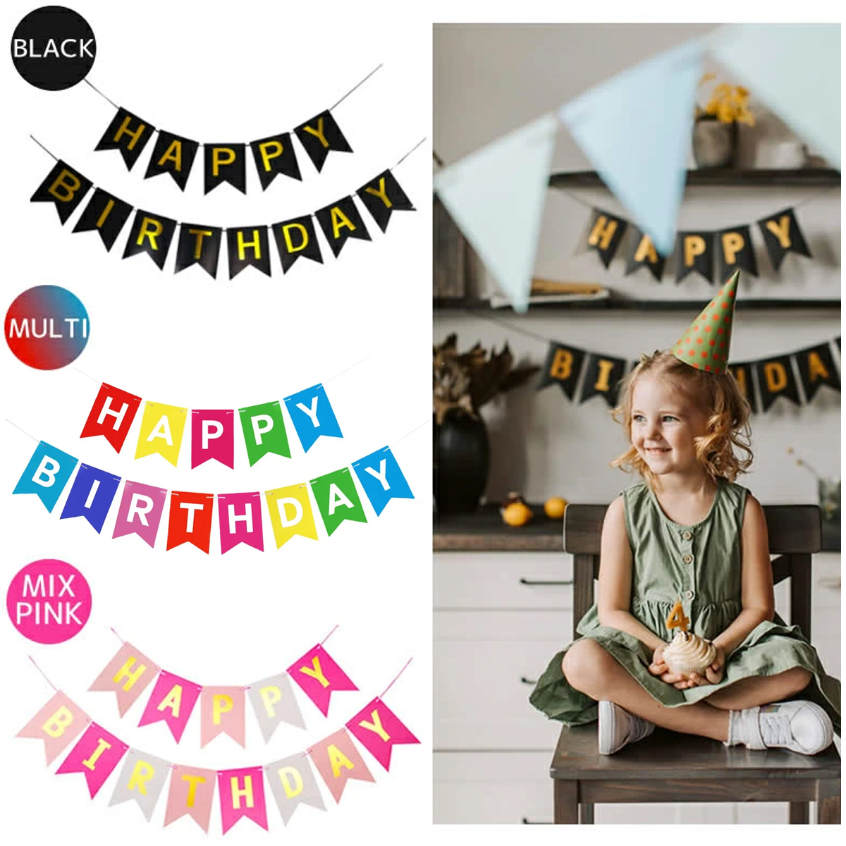 newカラー·ᴥ·♡.*゜バースデーガーランド（ネーム含む）積み木風