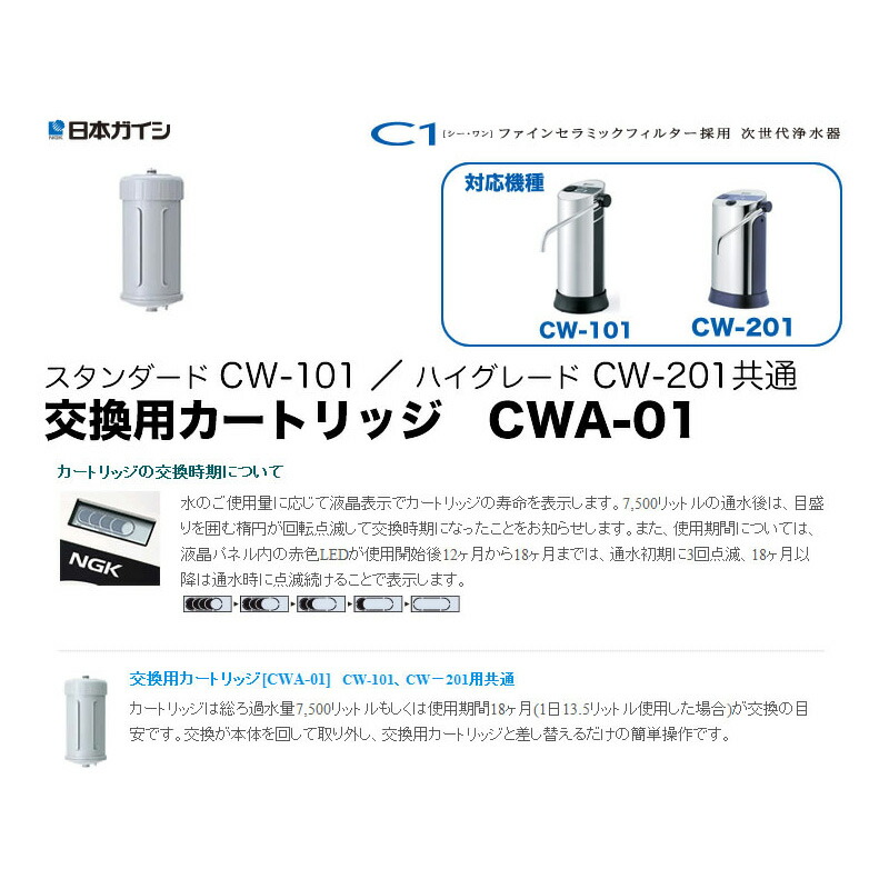 楽天市場】CWA-01 日本ガイシ 浄水器交換用カートリッジ（C1/シーワン