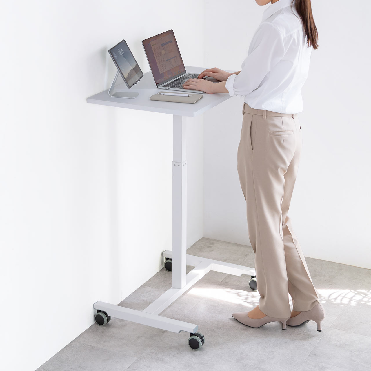 楽天市場】昇降デスク キャスター付き ガス圧 スタンディングデスク 幅