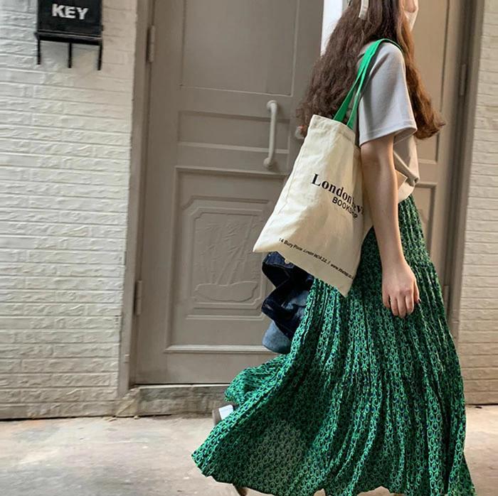 楽天市場】グリーン 緑 薄手 レディース プリーツスカート ボリューム