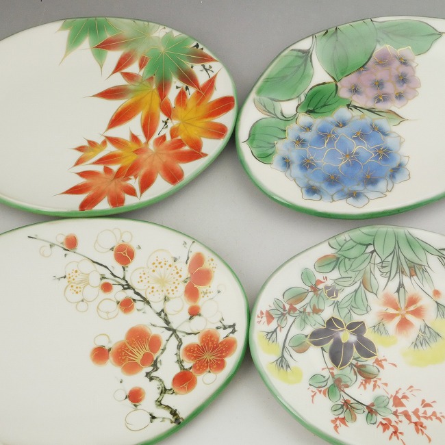 楽天市場】京焼 清水焼 白掛五草花楕円皿揃え 陶あん : 京焼清水焼専門